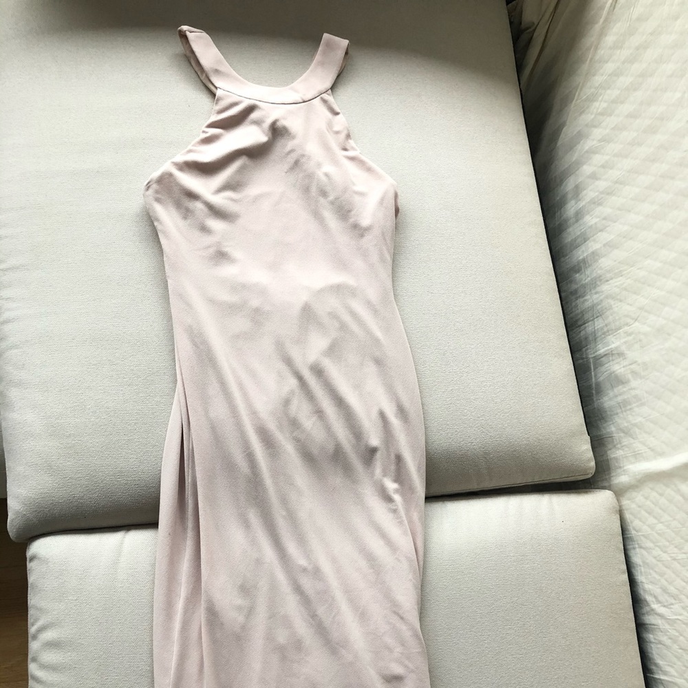 Alice + Olivia jersey nude sheath dress.